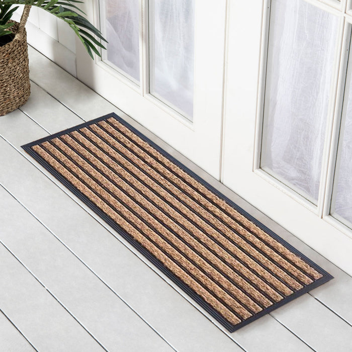 Stripe Rubber, Coir & Yarn Doormat, 40x120cm