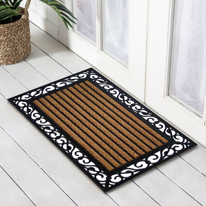 Stripe Rubber, Coir & Yarn Doormat, 45x75cm