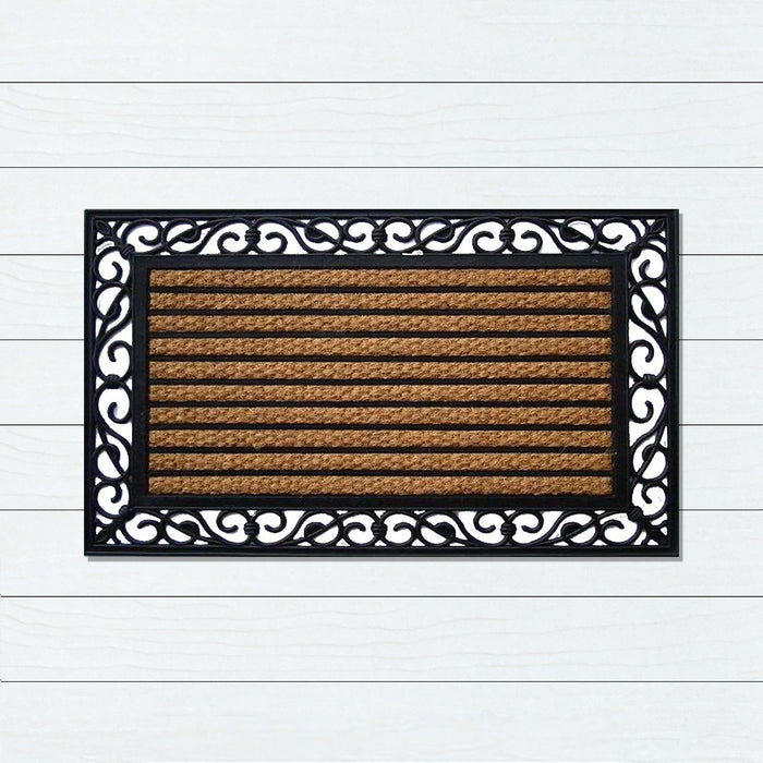 Stripe Rubber, Coir & Yarn Doormat, 45x75cm