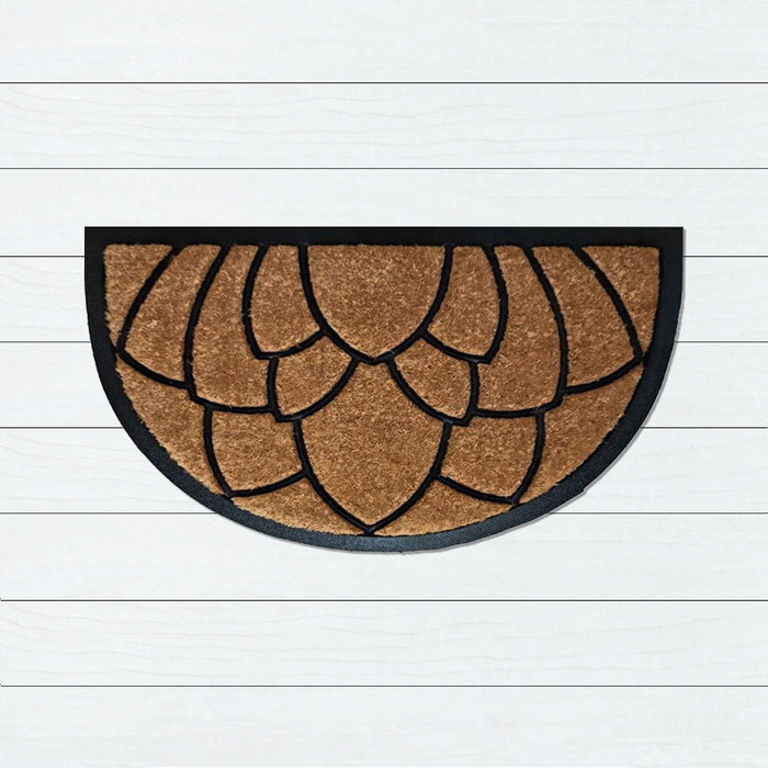 Embossed Lotus Rubber & Coir Doormat, 40x60cm