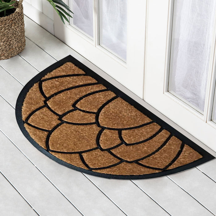 Embossed Lotus Rubber & Coir Doormat, 40x60cm