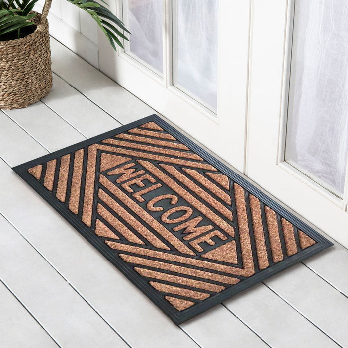 Embossed Welcome Rubber & Coir Doormat, 40x60cm