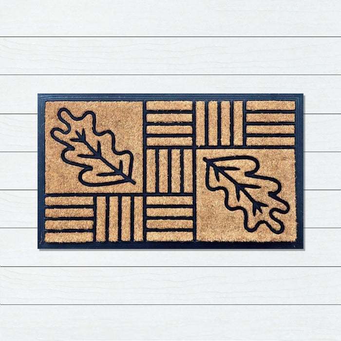 Embossed Leaf Rubber & Coir Doormat, 40x70cm