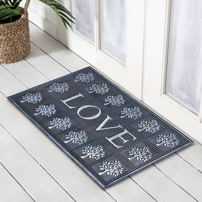 Metallic Copper LOVE Rubber Doormat, 45x75cm