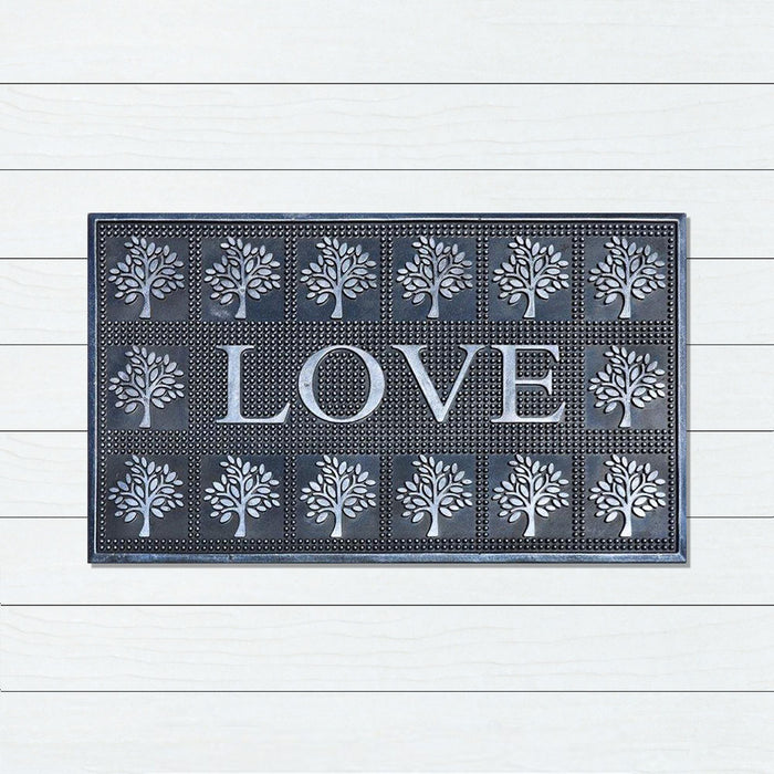 Metallic Copper LOVE Rubber Doormat, 45x75cm