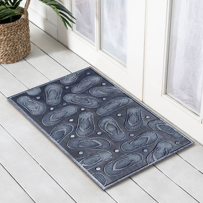 Metallic Silver THONGS Rubber Doormat, 45x75cm