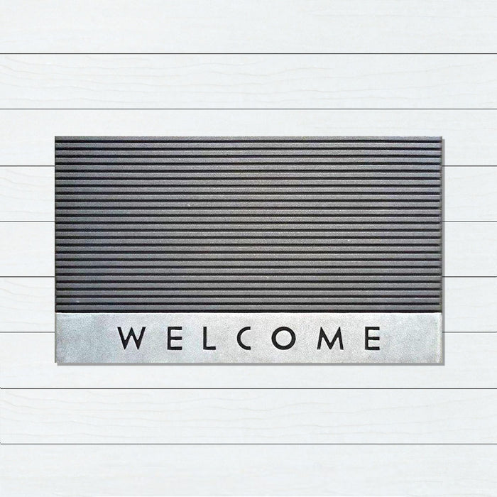 Welcome Stripe Rubber Doormat, 45x75cm