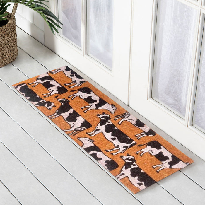 Dairy Cows Premium Coir Doormat, 39x119cm