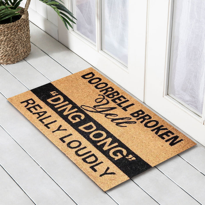 Yell Ding Dong PVC Backed Coir Doormat, 45x75cm