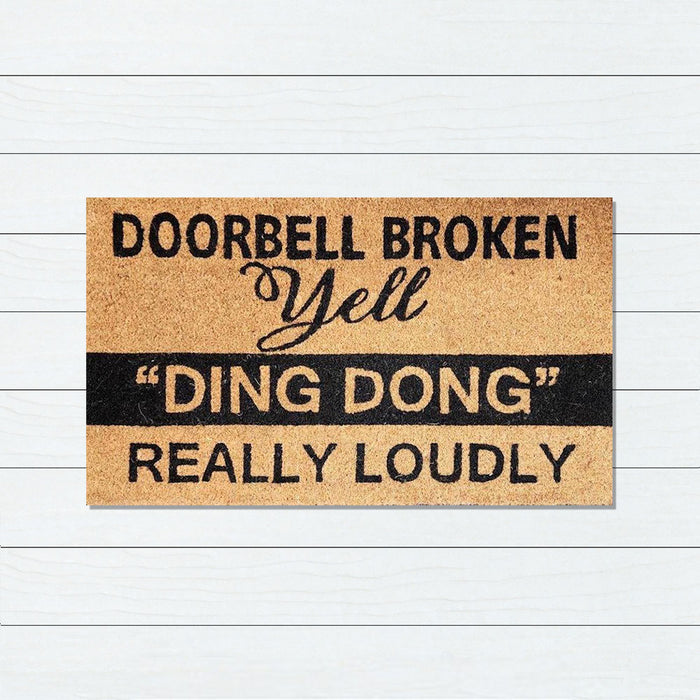 Yell Ding Dong PVC Backed Coir Doormat, 45x75cm