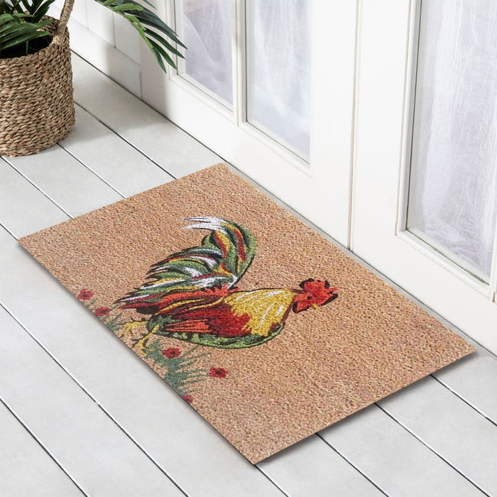 Nat Rooster Latex-Coir Doormat, 45x75cm