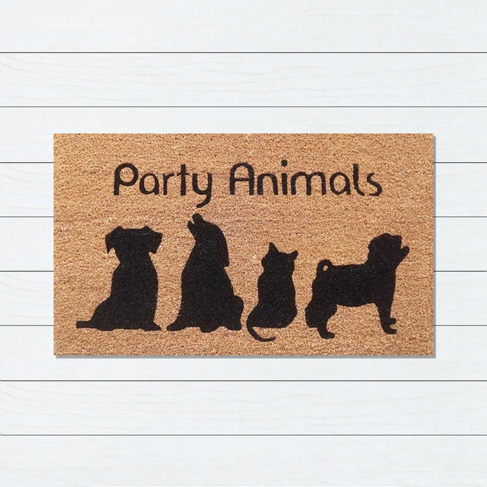 Party Animals Latex-Coir Doormat, 45x75cm