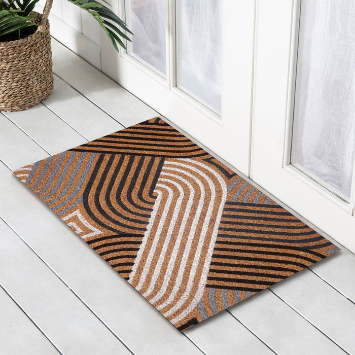 Geometric PVC Backed Coir Doormat, 45x75cm