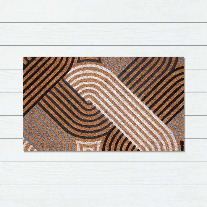 Geometric PVC Backed Coir Doormat, 45x75cm