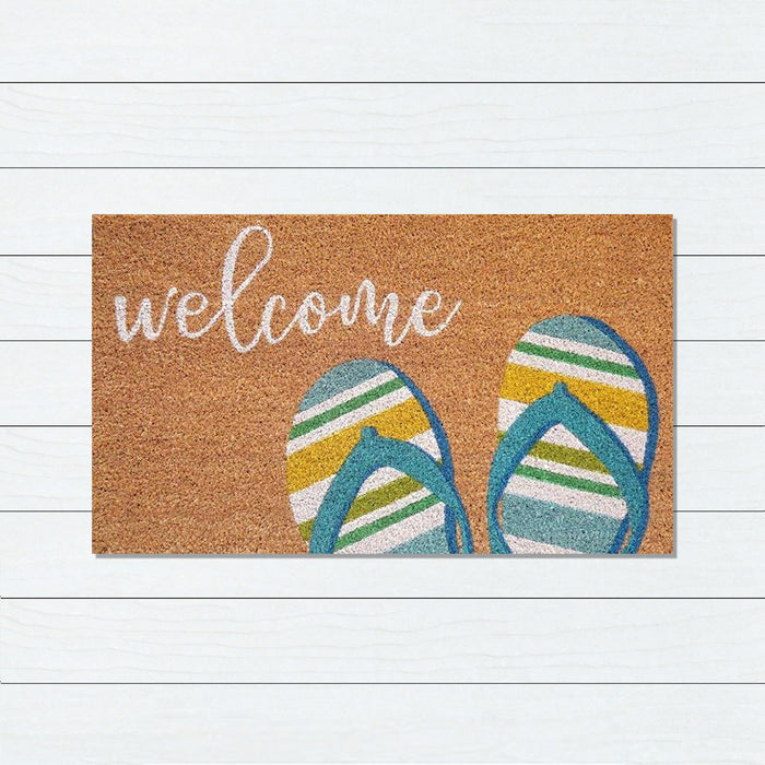 Aqua Thong PVC Backed Coir Doormat, 45x75cm