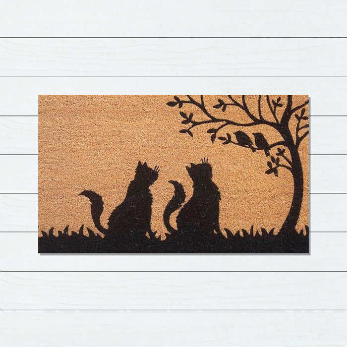 Curious Cat Latex-Coir Doormat, 45x75cm