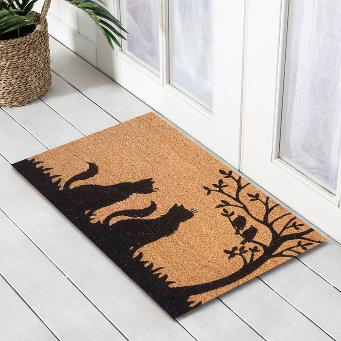 Curious Cat Latex-Coir Doormat, 45x75cm