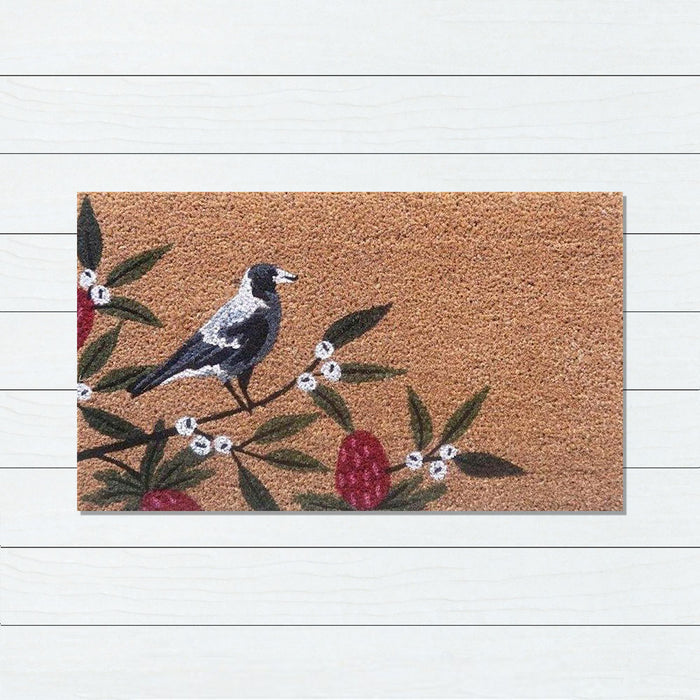 Magpie Bush PVC Backed Coir Doormat, 45x75cm