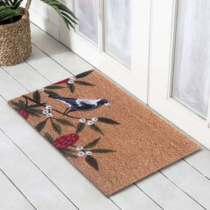 Magpie Bush PVC Backed Coir Doormat, 45x75cm