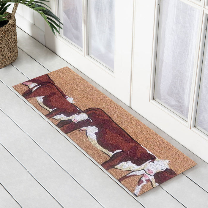 Cow Latex-Coir Doormat, 45x110cm