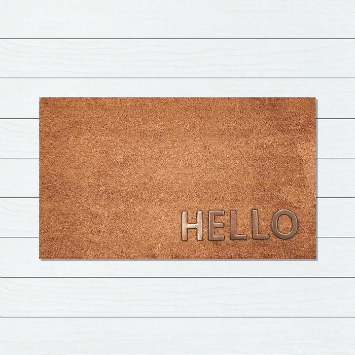 Copper HELLO PVC Backed Coir Doormat, 45x75cm