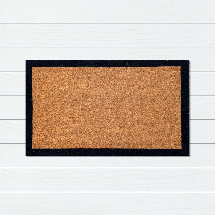 Black Border PVC Backed Coir Doormat, 45x75cm