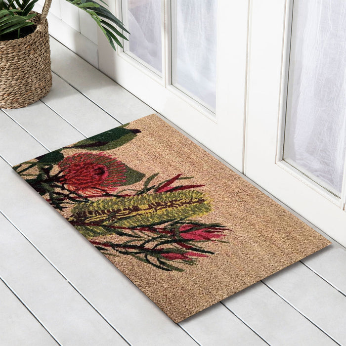 Aussie Flowers Latex-Coir Doormat, 45x75cm