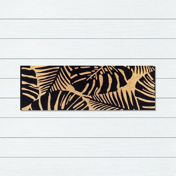 Black Monstera PVC Backed Coir Doormat, 45x110cm