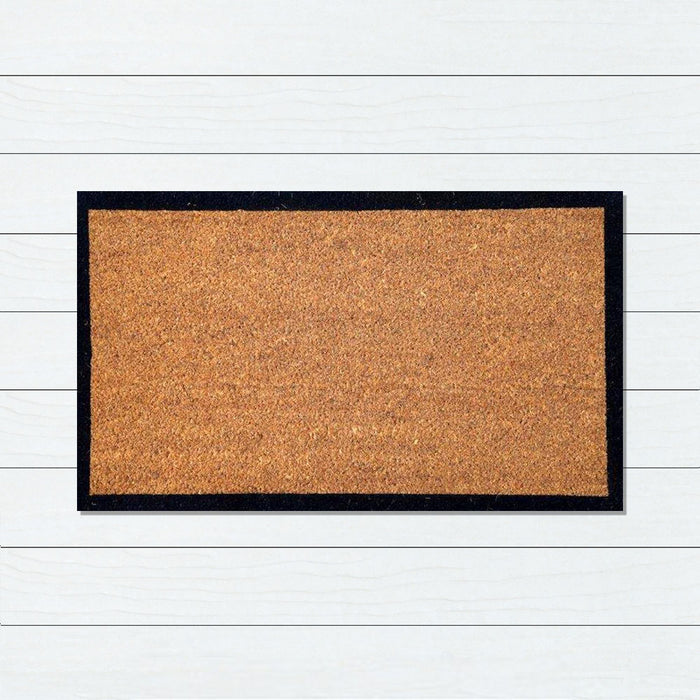 Black Border PVC Backed Coir Doormat, 50x80cm