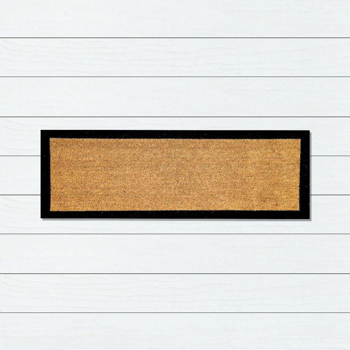 Black Border PVC Backed Coir Doormat, 45x110cm