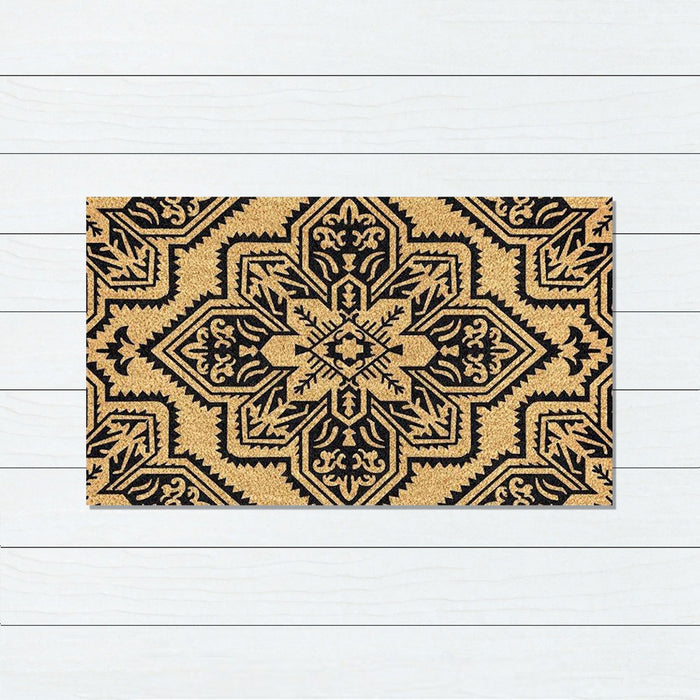 Mosaic Black PVC Backed Coir Doormat, 45x75cm