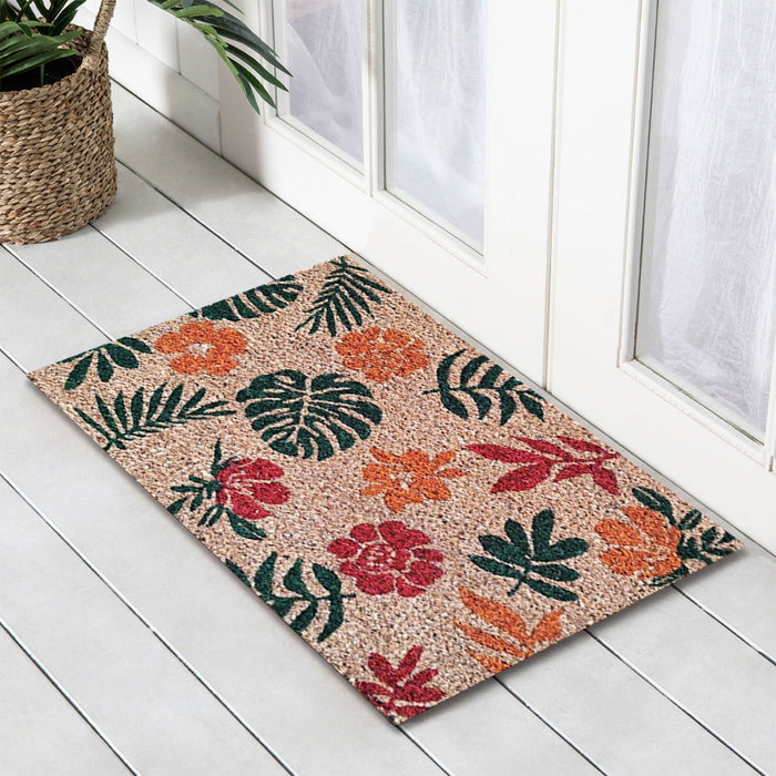 Floral Latex Coir Doormat, 40x55cm