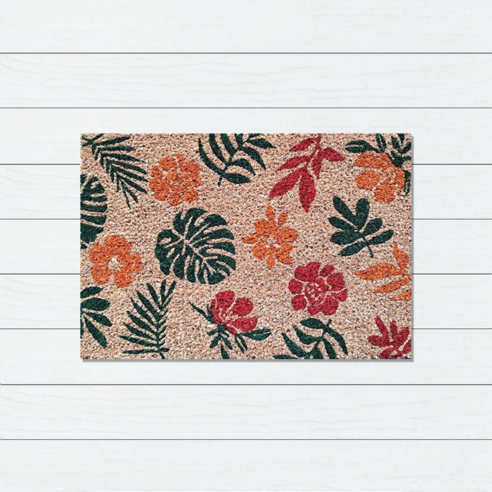 Floral Latex Coir Doormat, 40x55cm