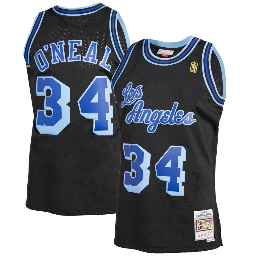 Men's Mitchell & Ness Shaquille O'Neal Black Los Angeles Lakers 1996-97 Hardwood Classics Reload 2.0 Swingman Jersey
