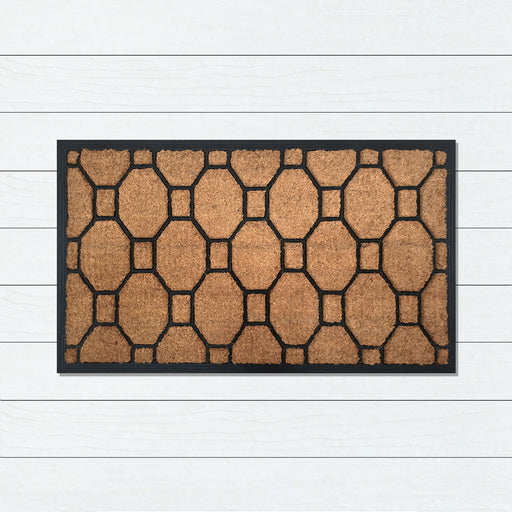 Embossed Geometric Rubber & Coir Doormat 58x93cm, Door Mats, Ozark Home 