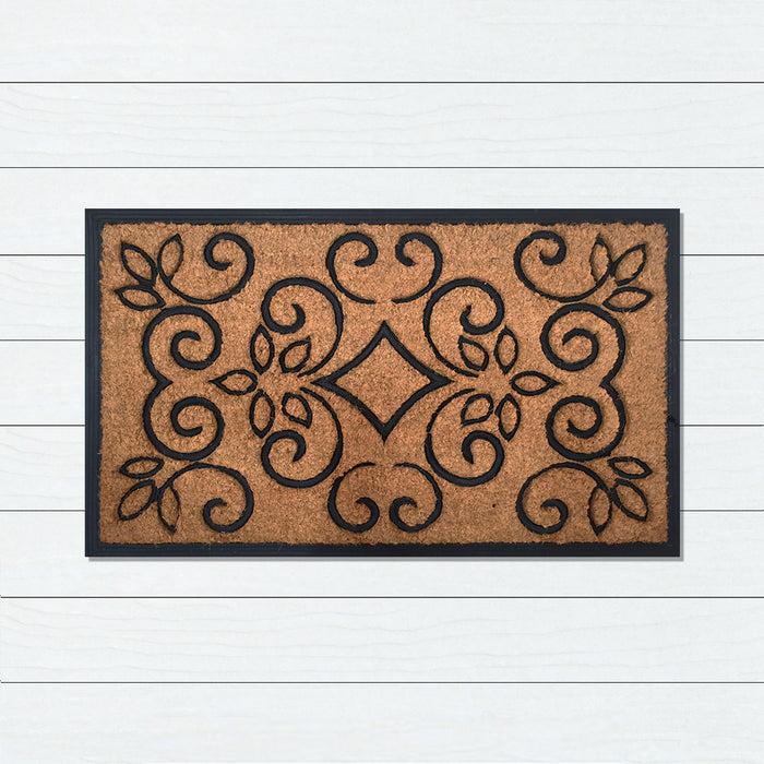 Embossed Swirl Rubber & Coir Doormat 60x95cm, Door Mats, Ozark Home 