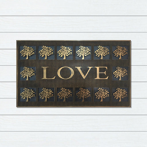 Rubber Metallic Copper LOVE Doormat 45x75cm, Door Mats, Ozark Home 