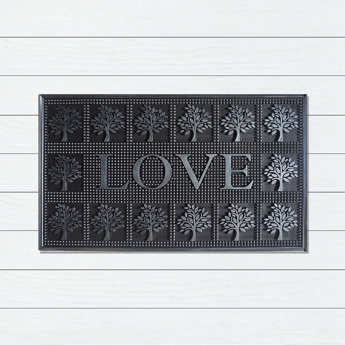 Rubber Metallic Silver LOVE Doormat 45x75cm, Door Mats, Ozark Home 