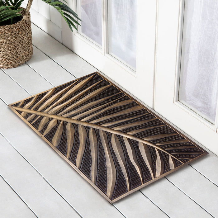 Rubber Metallic Copper FERN Doormat 45x75cm, Door Mats, Ozark Home 