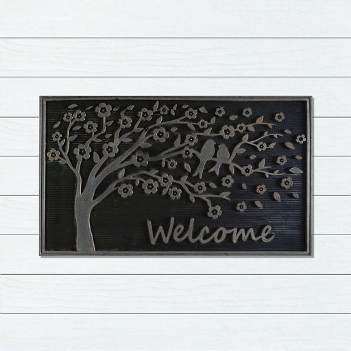 Rubber Silver Metallic TREE Doormat 45x75cm, Door Mats, Ozark Home 