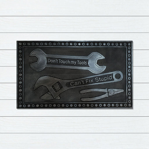 Rubber Metallic Silver TOOLS Doormat 45x75cm, Door Mats, Ozark Home 