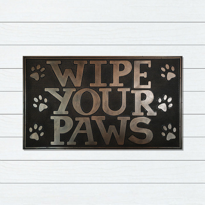 Rubber Metallic Copper PAWS Doormat 45x75cm, Door Mats, Ozark Home 