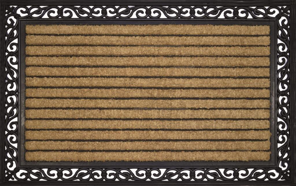 Ribbed Large Rubber & Coir Doormat 120x76cm, Door Mats, Ozark Home 