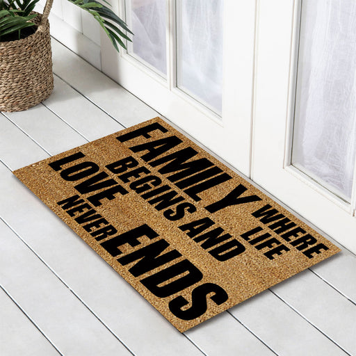 Family PVC Backed Coir Doormat 45x75cm, Door Mats, Ozark Home 