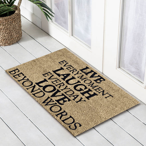 Live Lough PVC Backed Coir Doormat 45x75cm, Door Mats, Ozark Home 