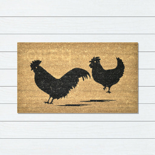 Roosters PVC Backed Coir Doormat 45x75cm, Door Mats, Ozark Home 