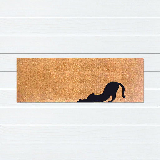 Stretching Cat PVC Backed Coir Doormat 45x110cm, Door Mats, Ozark Home 