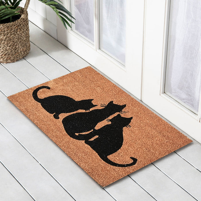 Cats PVC Backed Coir Doormat 45x75cm, Door Mats, Ozark Home 