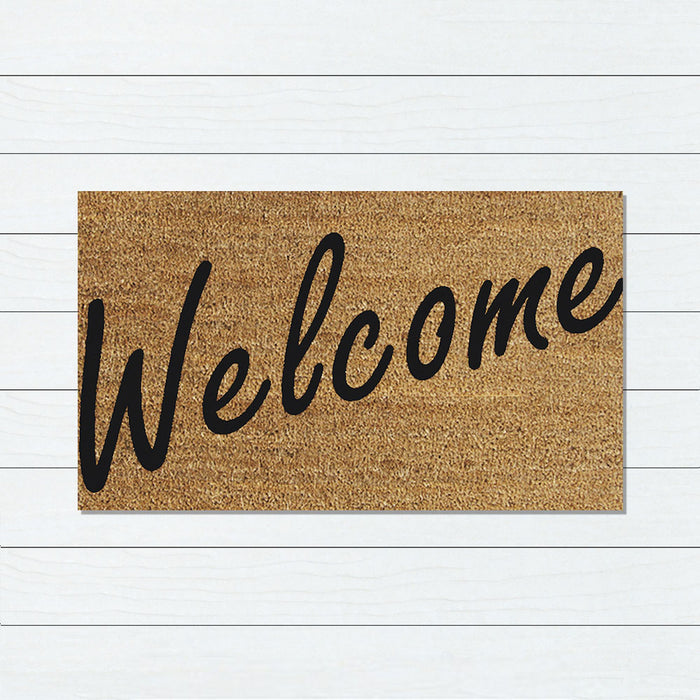 Welcome Natural PVC Backed Coir Doormat 45x75cm, Door Mats, Ozark Home 