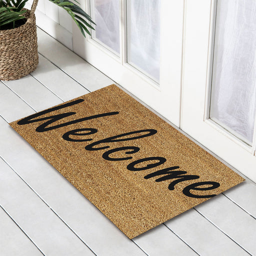 Welcome Natural PVC Backed Coir Doormat 45x75cm, Door Mats, Ozark Home 